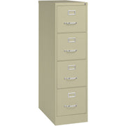 Lorell Fortress Series 26-1/2" Commercial-Grade Vertical File Cabinet - 15" Width x 26.5" Depth x 52" Height - 4 x Drawer(s) for File - Letter - Vertical - Security Lock, Ball-bearing Suspension, Heavy Duty - Putty - Steel - Recycled