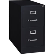 Lorell Fortress Series 26-1/2" Commercial-Grade Vertical File Cabinet - 15" Width x 26.5" Depth x 28.4" Height - 2 x Drawer(s) for File - Letter - Vertical - Security Lock, Ball-bearing Suspension, Heavy Duty - Black - Steel - Recycled