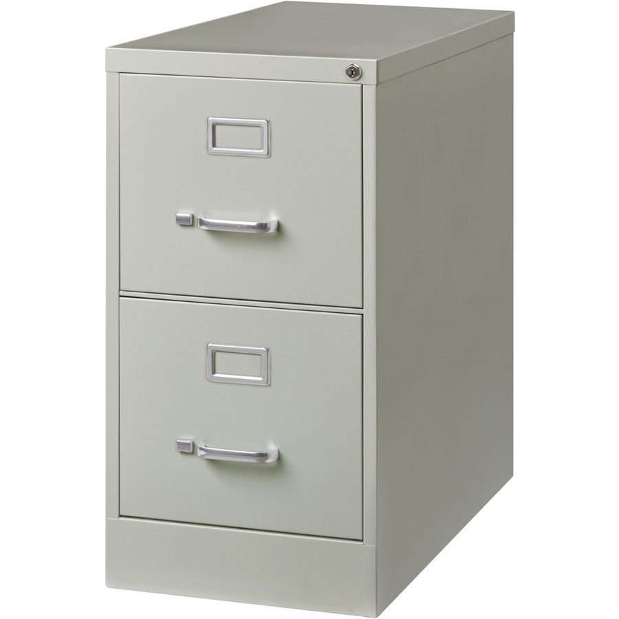 Lorell Fortress Series 26-1/2" Commercial-Grade Vertical File Cabinet - 15" Width x 26.5" Depth x 28.4" Height - 2 x Drawer(s) for File - Letter - Vertical - Security Lock, Ball-bearing Suspension, Heavy Duty - Light Gray - Steel - Recycled