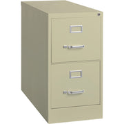 Lorell Fortress Series 26-1/2" Commercial-Grade Vertical File Cabinet - 15" Width x 26.5" Depth x 28.4" Height - 2 x Drawer(s) for File - Letter - Vertical - Security Lock, Ball-bearing Suspension, Heavy Duty - Putty - Steel - Recycled