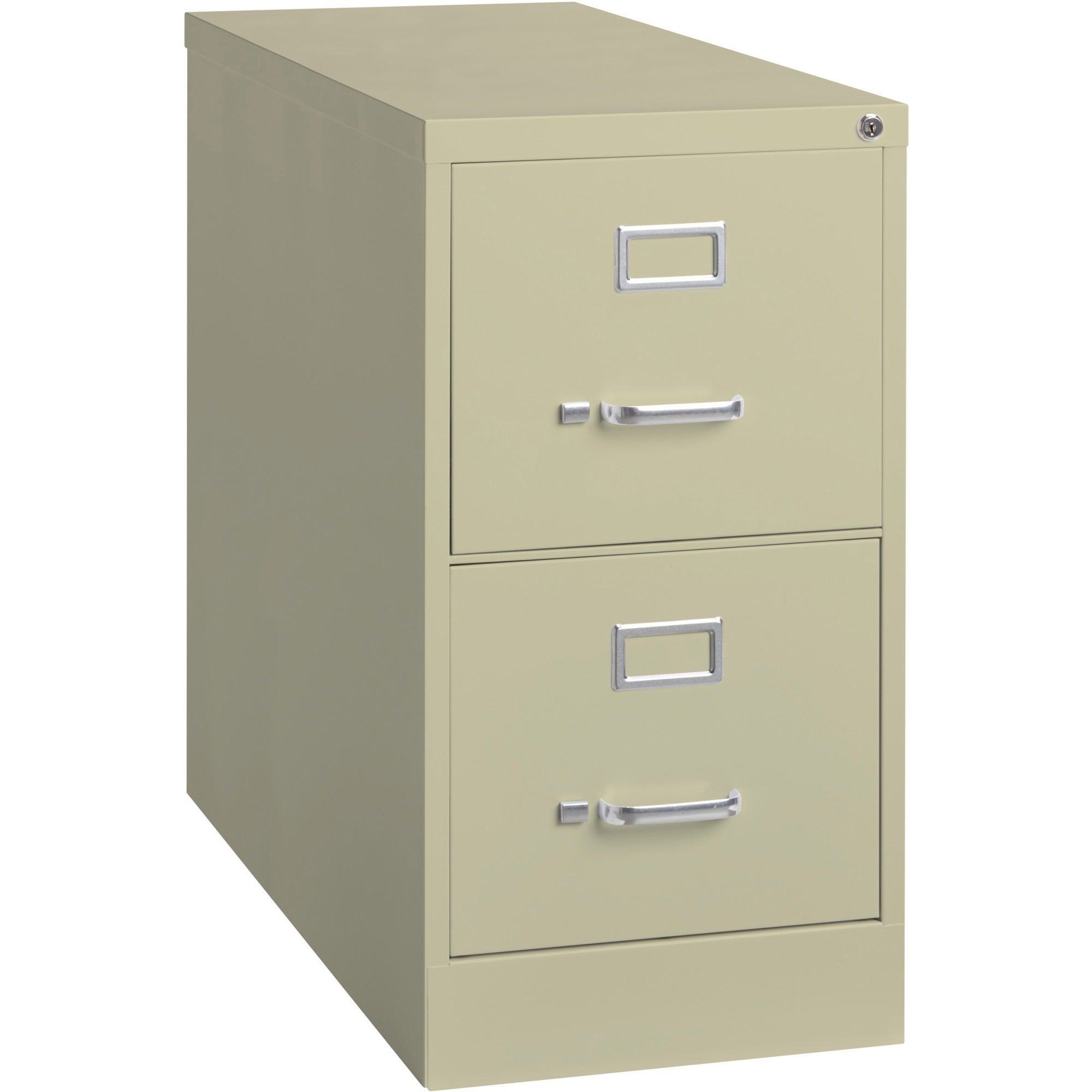 Lorell Fortress Series 26-1/2" Commercial-Grade Vertical File Cabinet - 15" Width x 26.5" Depth x 28.4" Height - 2 x Drawer(s) for File - Letter - Vertical - Security Lock, Ball-bearing Suspension, Heavy Duty - Putty - Steel - Recycled