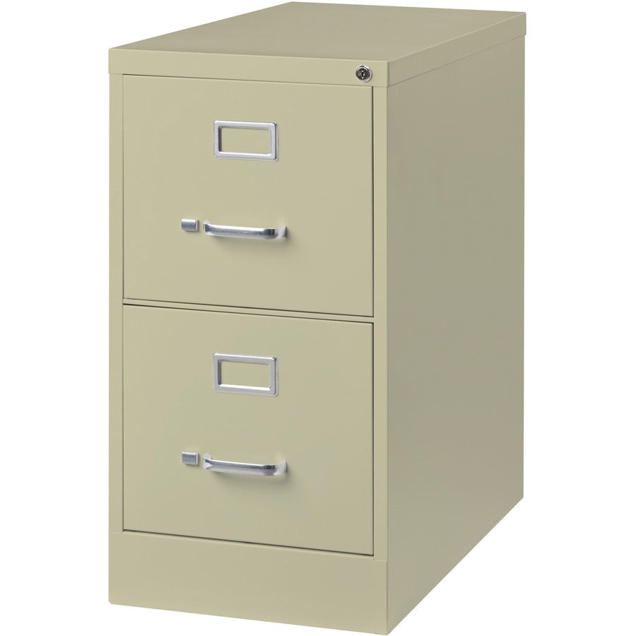 Lorell Fortress Series 26-1/2" Commercial-Grade Vertical File Cabinet - 15" Width x 26.5" Depth x 28.4" Height - 2 x Drawer(s) for File - Letter - Vertical - Security Lock, Ball-bearing Suspension, Heavy Duty - Putty - Steel - Recycled