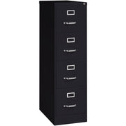 Lorell Fortress Series 25" Commercial-Grade Vertical File Cabinet - 15" Width x 25" Depth x 52" Height - 4 x Drawer(s) for File - Letter - Vertical - Security Lock, Ball-bearing Suspension, Heavy Duty - Black - Steel - Recycled