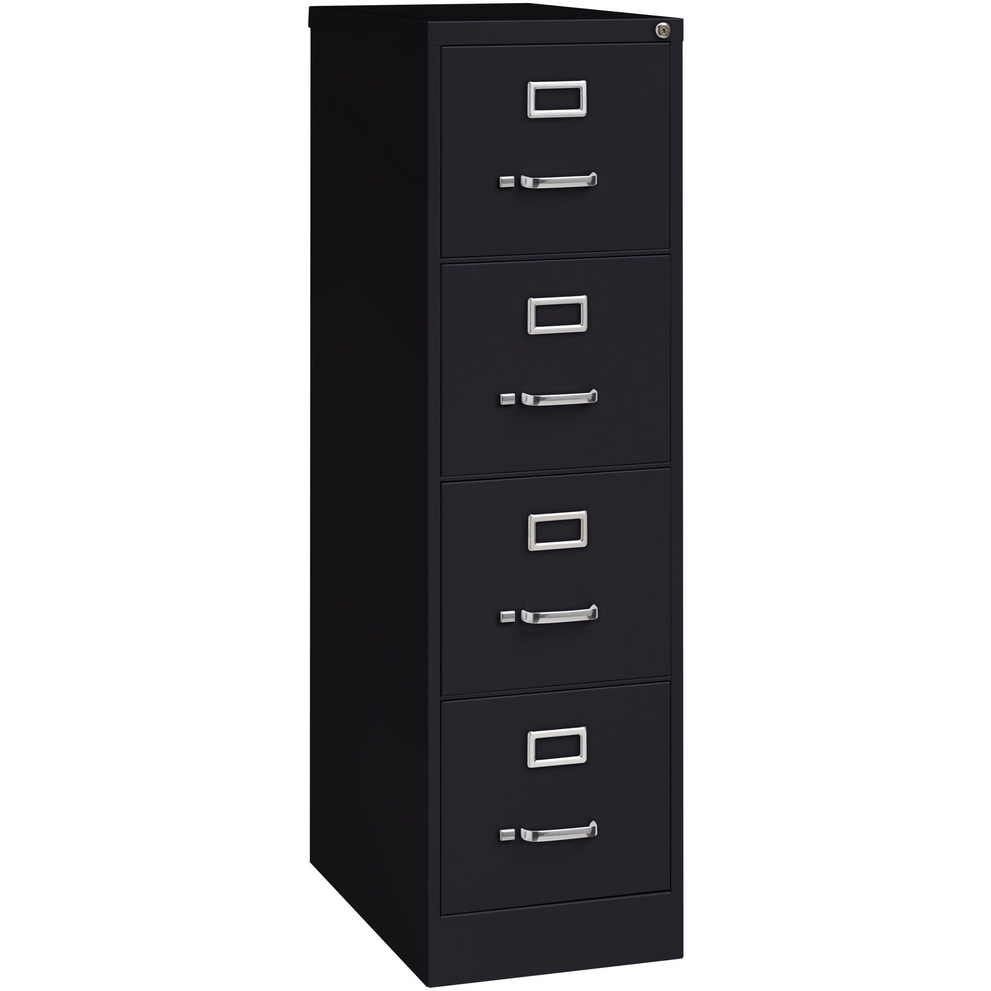 Lorell Fortress Series 25" Commercial-Grade Vertical File Cabinet - 15" Width x 25" Depth x 52" Height - 4 x Drawer(s) for File - Letter - Vertical - Security Lock, Ball-bearing Suspension, Heavy Duty - Black - Steel - Recycled