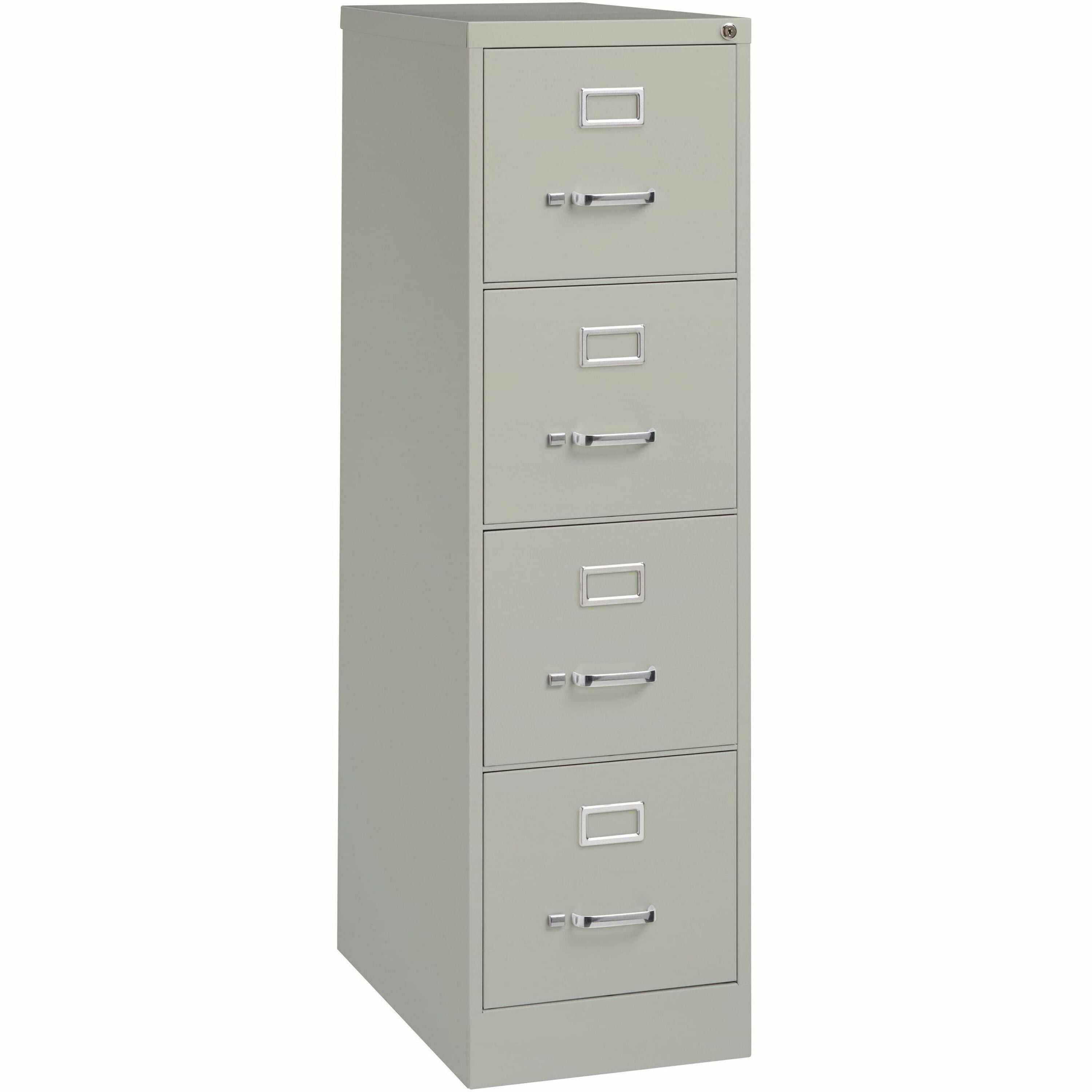 Lorell Fortress Series 25" Commercial-Grade Vertical File Cabinet - 15" Width x 25" Depth x 52" Height - 4 x Drawer(s) for File - Letter - Vertical - Security Lock, Ball-bearing Suspension, Heavy Duty - Light Gray - Steel - Recycled