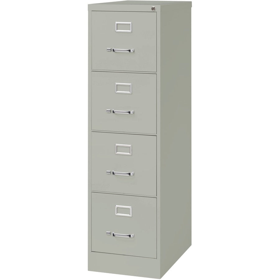 Lorell Fortress Series 25" Commercial-Grade Vertical File Cabinet - 15" Width x 25" Depth x 52" Height - 4 x Drawer(s) for File - Letter - Vertical - Security Lock, Ball-bearing Suspension, Heavy Duty - Light Gray - Steel - Recycled