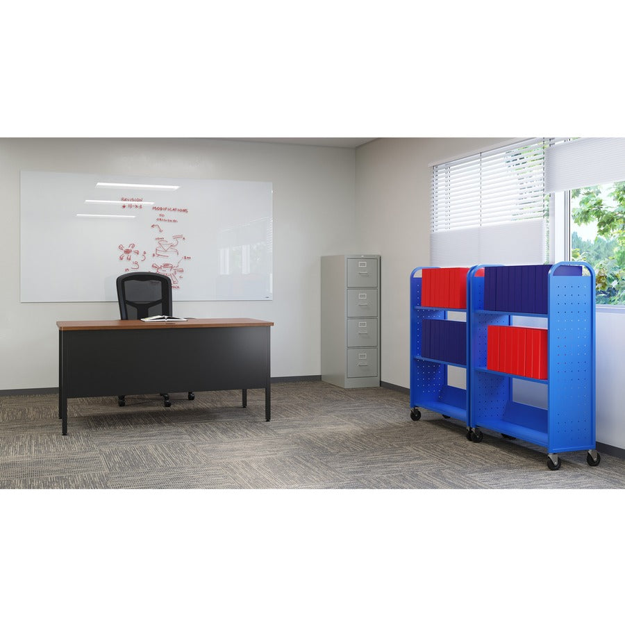 Lorell Fortress Series 25" Commercial-Grade Vertical File Cabinet - 15" Width x 25" Depth x 52" Height - 4 x Drawer(s) for File - Letter - Vertical - Security Lock, Ball-bearing Suspension, Heavy Duty - Light Gray - Steel - Recycled