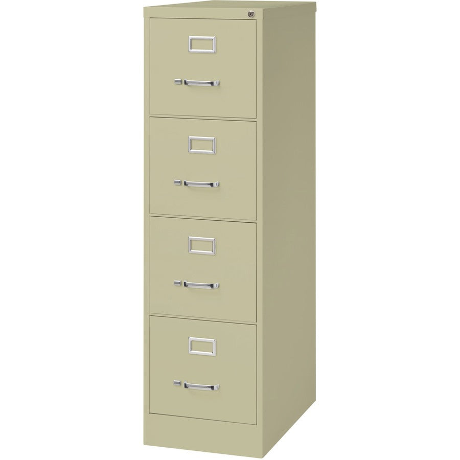 Lorell Fortress Series 25" Commercial-Grade Vertical File Cabinet - 15" Width x 25" Depth x 52" Height - 4 x Drawer(s) for File - Letter - Vertical - Security Lock, Ball-bearing Suspension, Heavy Duty - Putty - Steel - Recycled