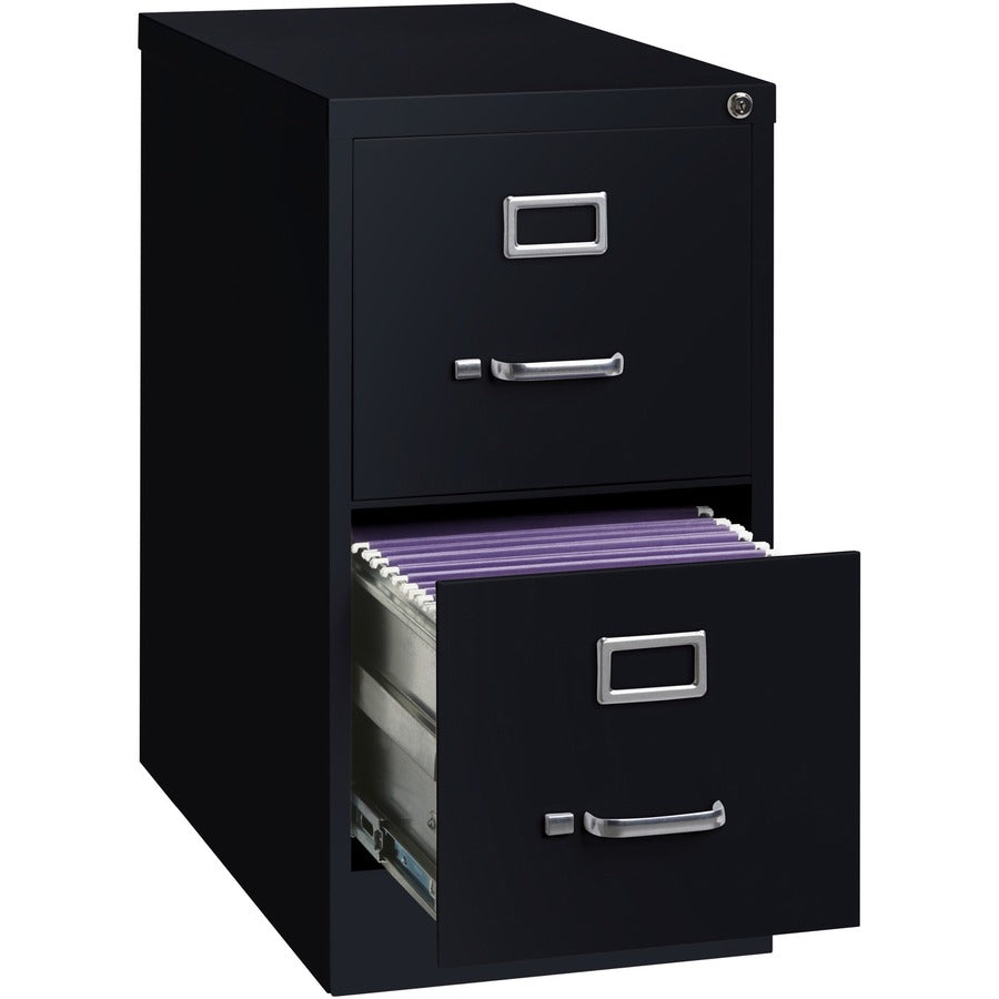 Lorell Fortress Series 25" Commercial-Grade Vertical File Cabinet - 15" Width x 25" Depth x 28.4" Height - 2 x Drawer(s) for File - Letter - Vertical - Security Lock, Ball-bearing Suspension, Heavy Duty - Black - Steel - Recycled