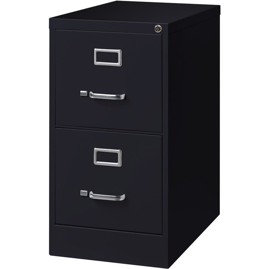 Lorell Fortress Series 25" Commercial-Grade Vertical File Cabinet - 15" Width x 25" Depth x 28.4" Height - 2 x Drawer(s) for File - Letter - Vertical - Security Lock, Ball-bearing Suspension, Heavy Duty - Black - Steel - Recycled