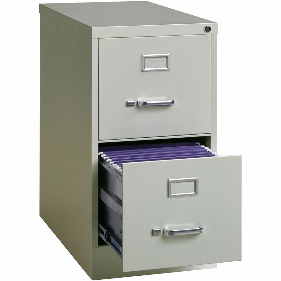 Lorell Fortress Series 25" Commercial-Grade Vertical File Cabinet - 15" Width x 25" Depth x 28.4" Height - 2 x Drawer(s) for File - Letter - Vertical - Security Lock, Ball-bearing Suspension, Heavy Duty - Light Gray - Steel - Recycled