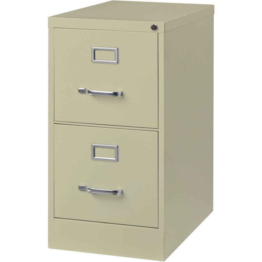Lorell Fortress Series 25" Commercial-Grade Vertical File Cabinet - 15" Width x 25" Depth x 28.4" Height - 2 x Drawer(s) for File - Letter - Vertical - Security Lock, Ball-bearing Suspension, Heavy Duty - Putty - Steel - Recycled