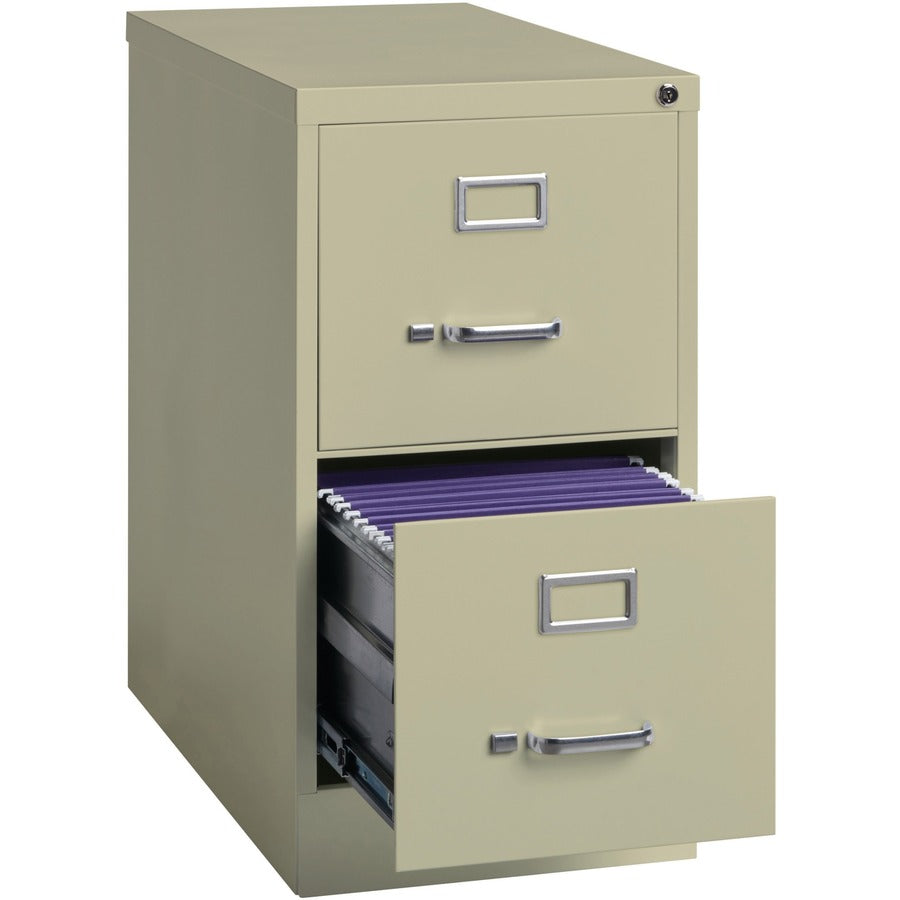 Lorell Fortress Series 25" Commercial-Grade Vertical File Cabinet - 15" Width x 25" Depth x 28.4" Height - 2 x Drawer(s) for File - Letter - Vertical - Security Lock, Ball-bearing Suspension, Heavy Duty - Putty - Steel - Recycled