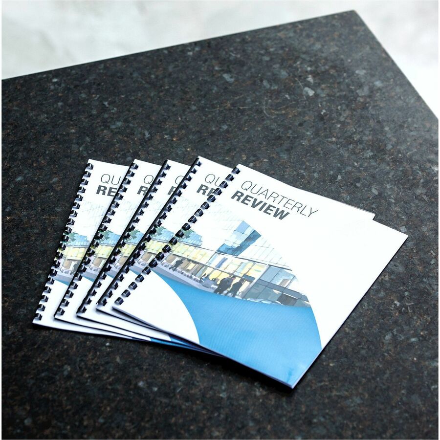 0.4" Height - 0.37" Maximum Capacity - 55 x Sheet Capacity - For Letter 8 1/2" x 11" Sheet - Navy - Plastic, Polyvinyl Chloride (PVC) - 100 / Pack