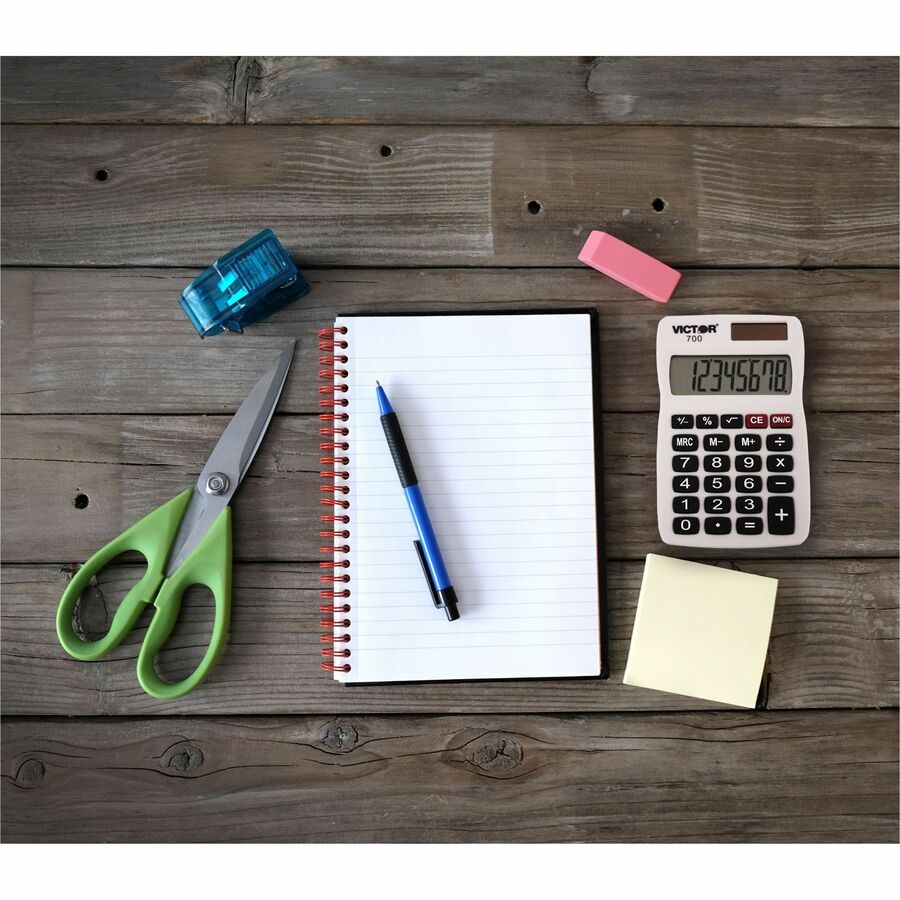 4 Functions - Large LCD, Easy-to-read Display, Rubber Keytop, Dual Power - 8 Digits - LCD - Battery/Solar Powered - 0.3" Height x 2.3" Width x 4" Depth - Gray - Rubber - 1 Each