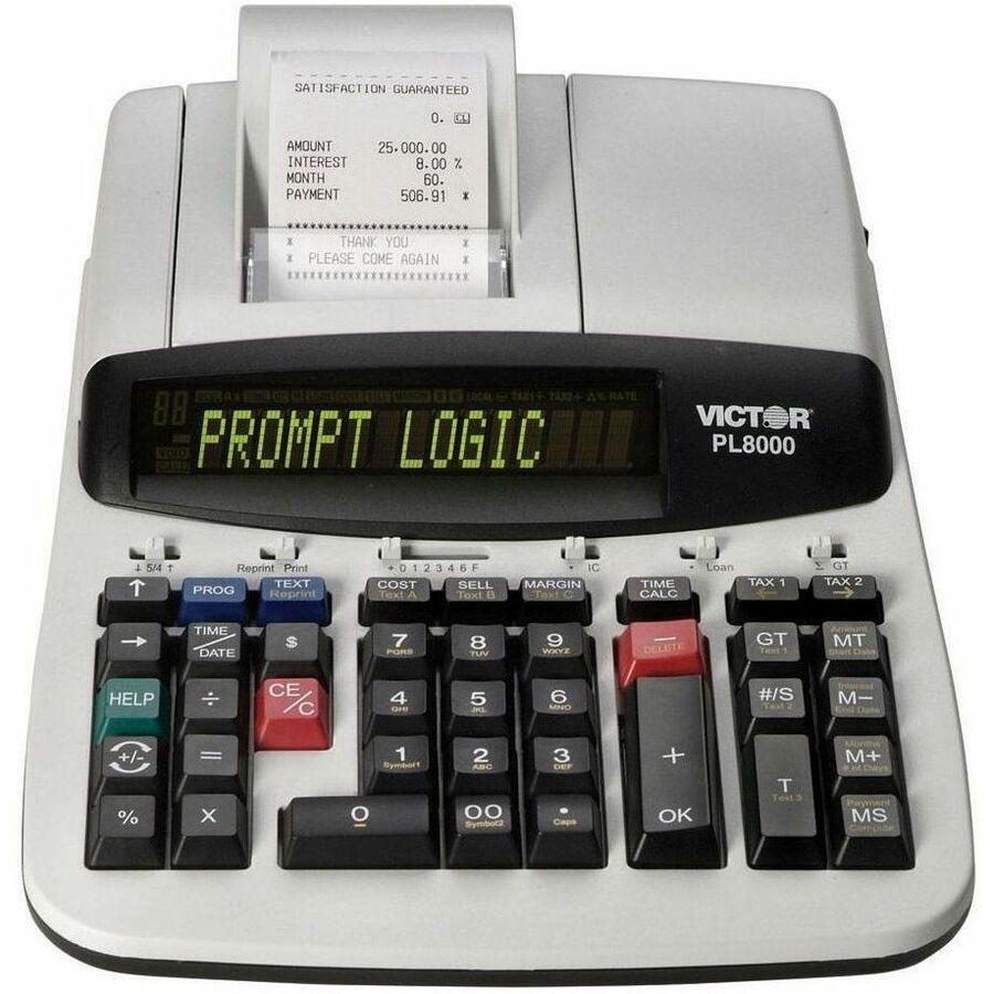 Date, Clock, Heavy Duty, Backlit Display, Durable, Independent Memory, 4-Key Memory - AC Supply Powered - 4" Height x 8.8" Width x 13.5" Depth - Gray, White - 1 Each