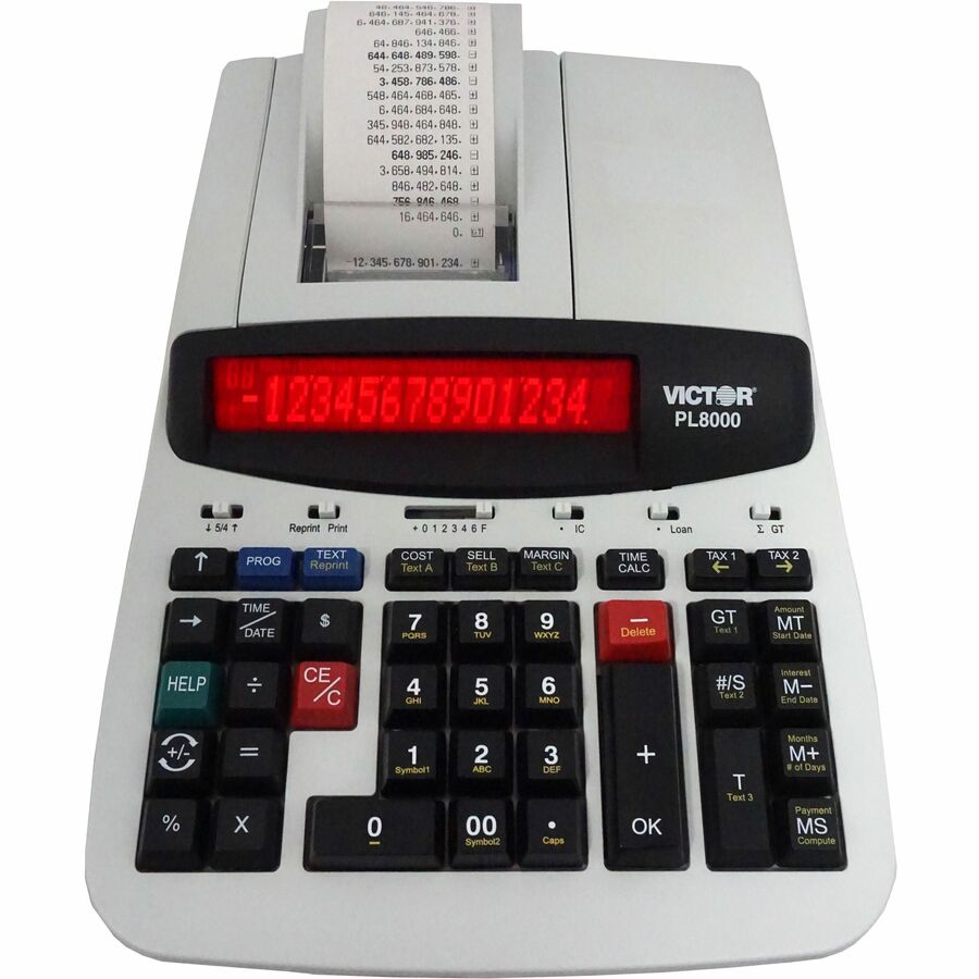 Date, Clock, Heavy Duty, Backlit Display, Durable, Independent Memory, 4-Key Memory - AC Supply Powered - 4" Height x 8.8" Width x 13.5" Depth - Gray, White - 1 Each