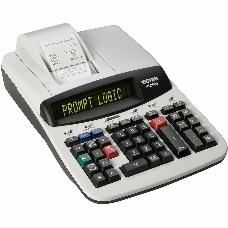 Date, Clock, Heavy Duty, Backlit Display, Durable, Independent Memory, 4-Key Memory - AC Supply Powered - 4" Height x 8.8" Width x 13.5" Depth - Gray, White - 1 Each