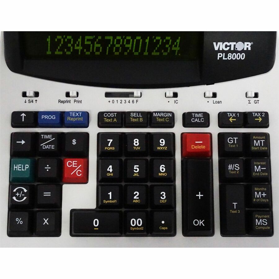 Date, Clock, Heavy Duty, Backlit Display, Durable, Independent Memory, 4-Key Memory - AC Supply Powered - 4" Height x 8.8" Width x 13.5" Depth - Gray, White - 1 Each