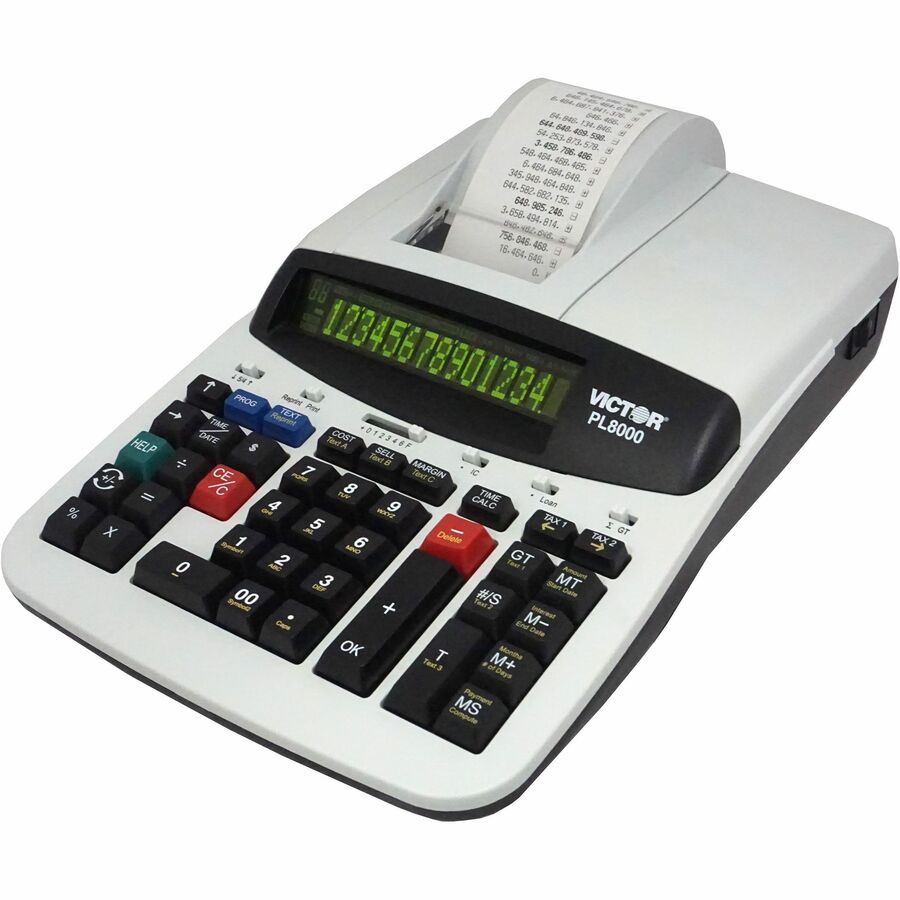 Date, Clock, Heavy Duty, Backlit Display, Durable, Independent Memory, 4-Key Memory - AC Supply Powered - 4" Height x 8.8" Width x 13.5" Depth - Gray, White - 1 Each