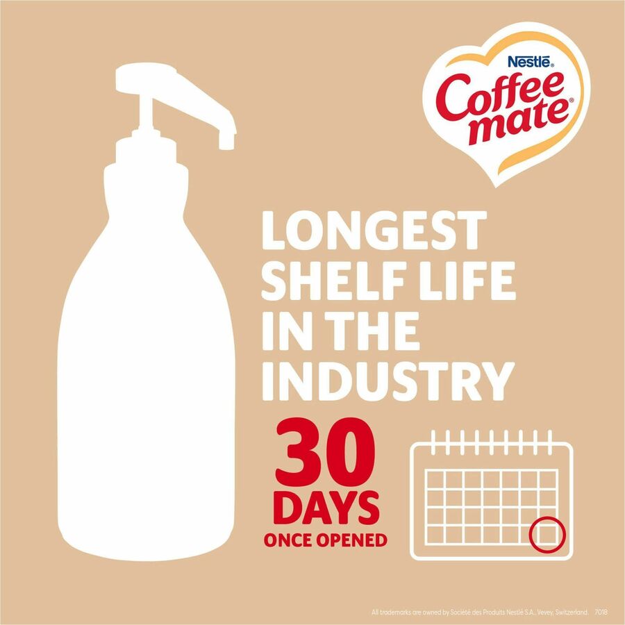 Coffee mate Sweetened Original Liquid Concentrate Coffee Creamer - Pump Bottle - Sweetened Original Flavor - 50.70 fl oz (1.50 L) - 300 Serving - 1 Each