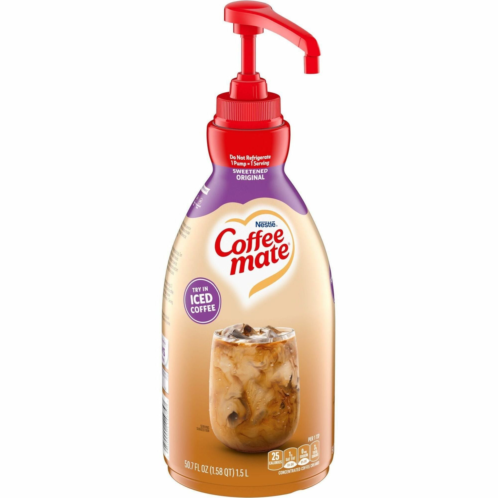 Coffee mate Sweetened Original Liquid Concentrate Coffee Creamer - Pump Bottle - Sweetened Original Flavor - 50.70 fl oz (1.50 L) - 300 Serving - 1 Each