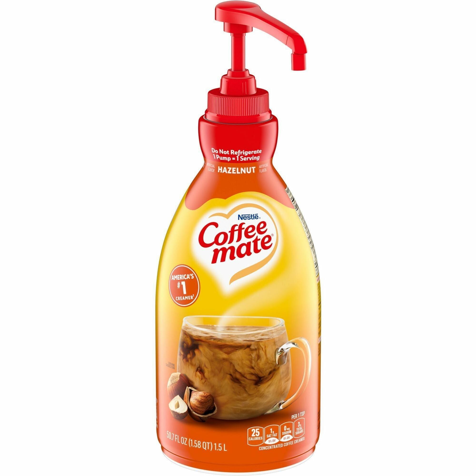 Coffee mate Hazelnut Liquid Concentrate Coffee Creamer - Pump Bottle - Hazelnut Flavor - 50.70 fl oz (1.50 L) - 300 Serving - 1 Each