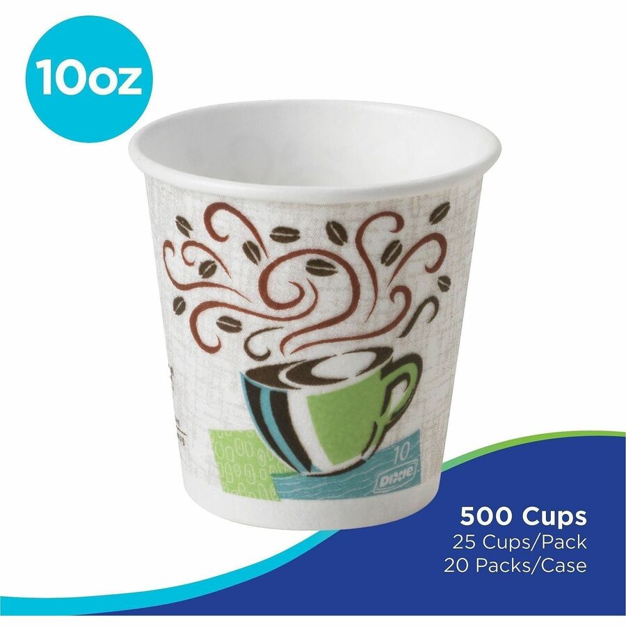 Dixie PerfecTouch 10 oz Insulated Paper Hot Coffee Cups by GP Pro - 10 fl oz - White - Paper - Hot Drink - 25 / Pack