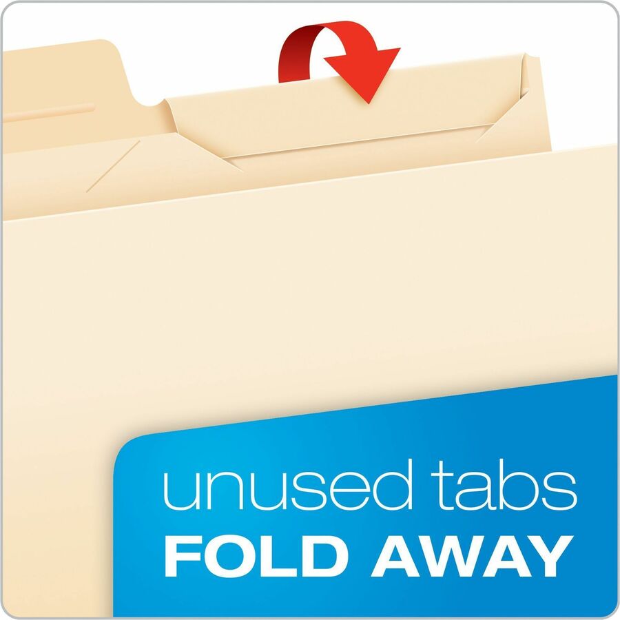 8 1/2" x 11" - Top Tab Location - Assorted Tab Position - Manila - Reinforced Tab - 10% Recycled - 50 / Pack