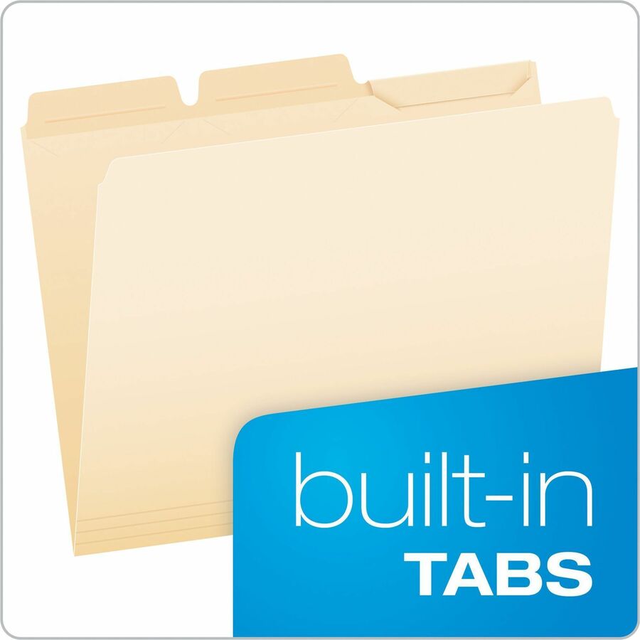 8 1/2" x 11" - Top Tab Location - Assorted Tab Position - Manila - Reinforced Tab - 10% Recycled - 50 / Pack
