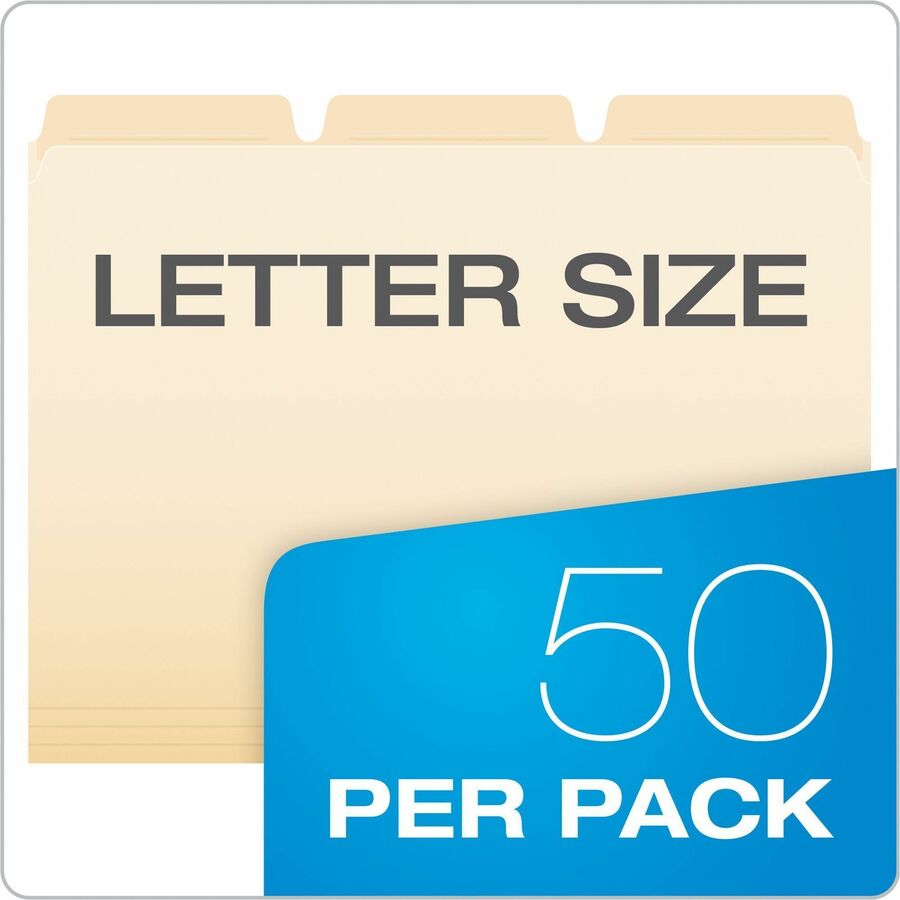 8 1/2" x 11" - Top Tab Location - Assorted Tab Position - Manila - Reinforced Tab - 10% Recycled - 50 / Pack