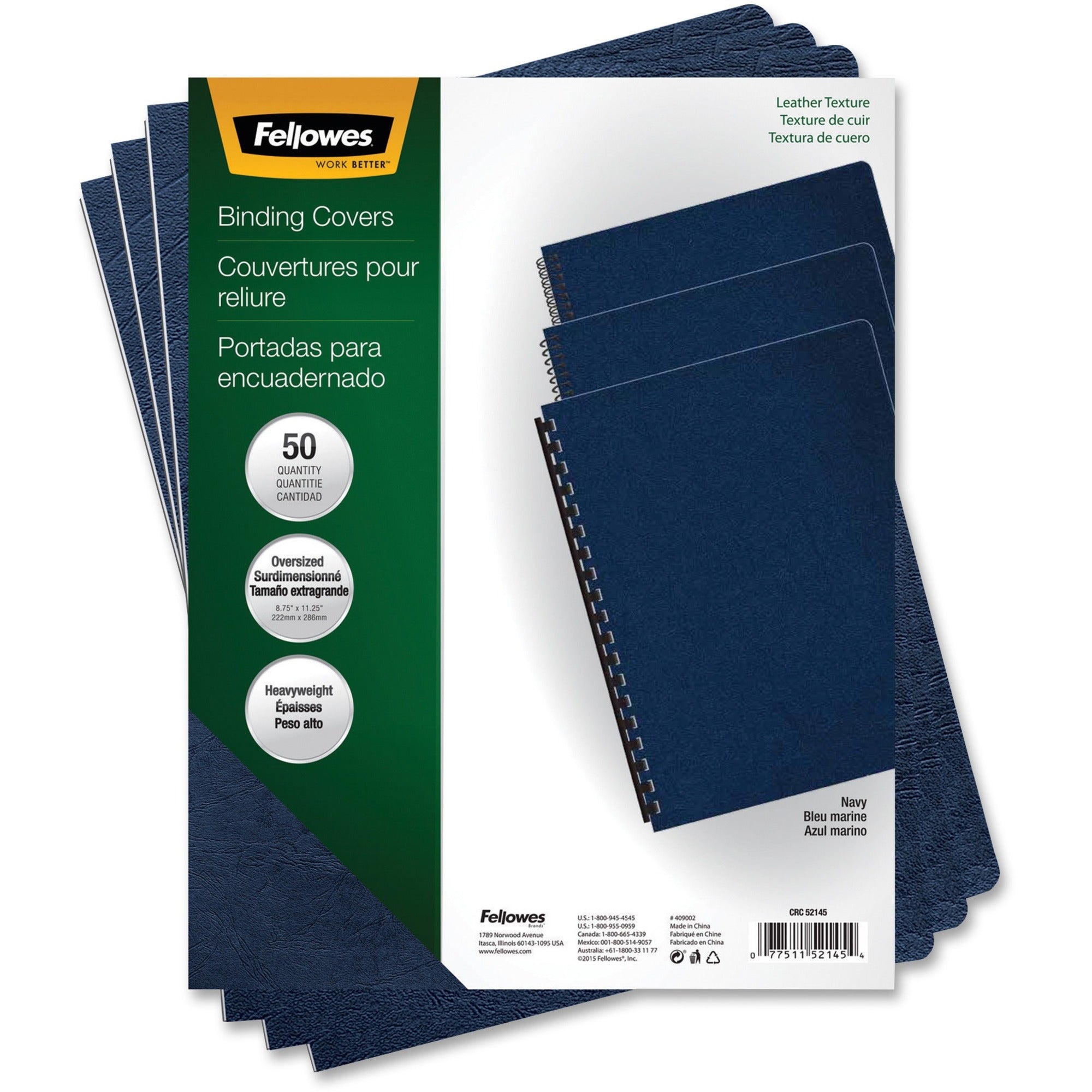 Fellowes Executive Presentation Covers - 11.3" Height x 8.8" Width x 0.1" Depth - For 8 3/4" x 11 1/4" Sheet - Rectangular - Navy - Vinyl - 1 Pack