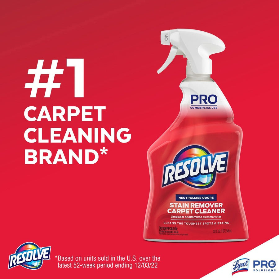 Professional RESOLVE&reg; Spot & Stain Carpet Cleaner - For Carpet, Upholstery - 32 fl oz (1 quart) - Recommended For: Stain Remover, Grease Remover, Spot Remover - Odor Neutralizer Bottle - 12 / Carton