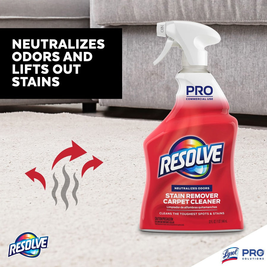 Professional RESOLVE&reg; Spot & Stain Carpet Cleaner - For Carpet, Upholstery - 32 fl oz (1 quart) - Recommended For: Stain Remover, Grease Remover, Spot Remover - Odor Neutralizer Bottle - 12 / Carton