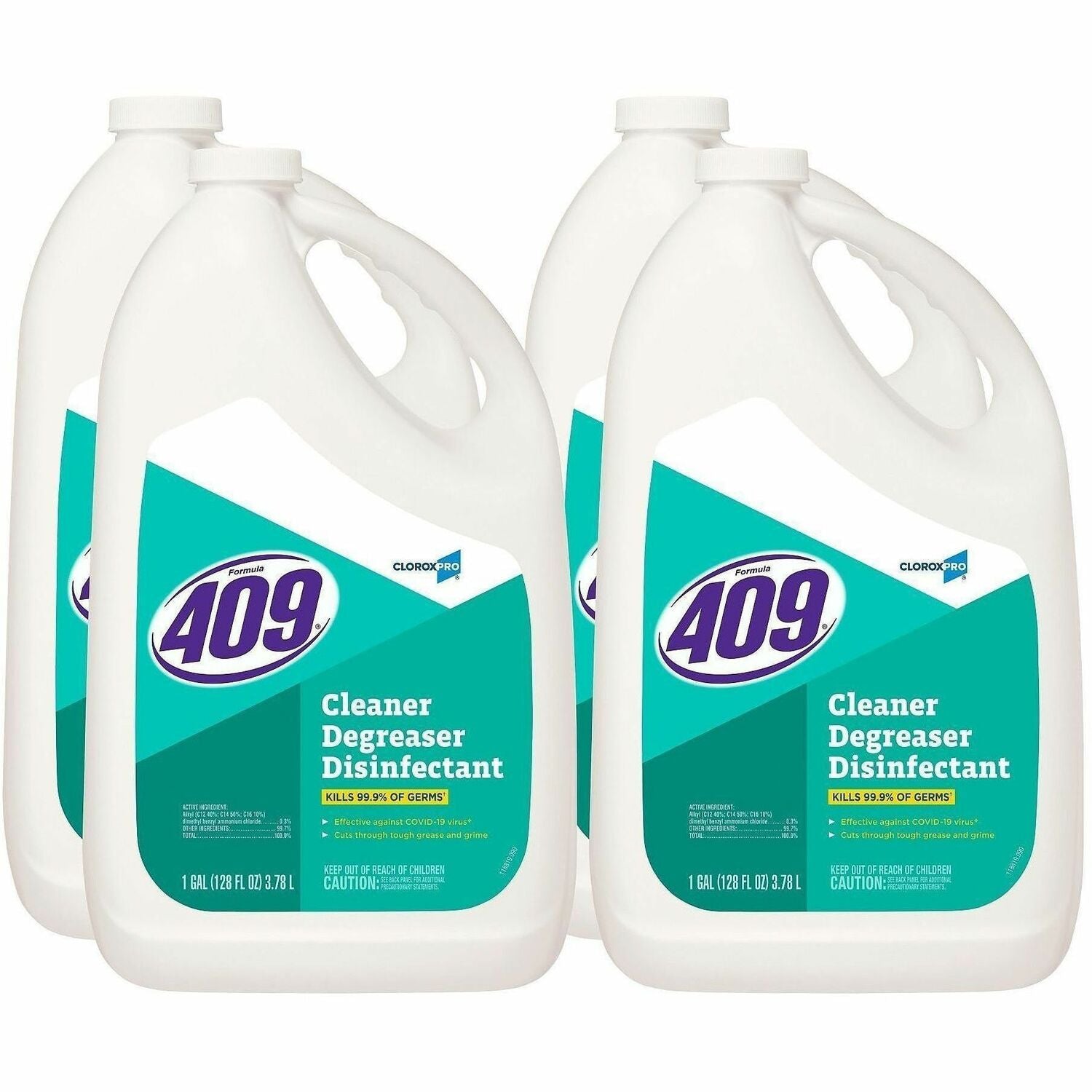 CloroxPro™ Formula 409&reg; Cleaner Degreaser Disinfectant Refill - For Nonporous Surface, Hard Surface - 128 fl oz (4 quart) - Recommended For: Soil Remover, Grease Remover, Germs Remover - Phosphate-free, Disinfectant - Clear - 4 / Carton