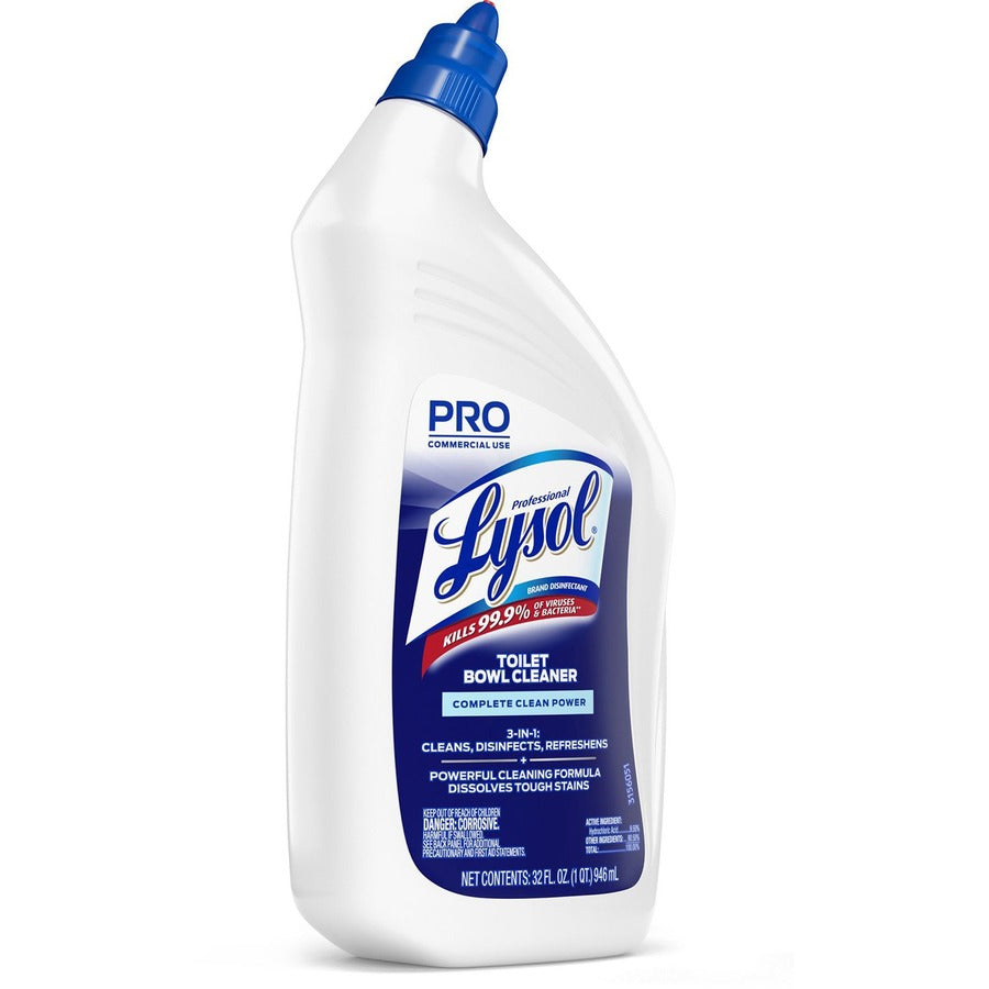 Professional Lysol Power Toilet Bowl Cleaner - For Nonporous Surface, Hard Surface, Restroom, Toilet Bowl - 32 fl oz (1 quart) - Wintergreen Scent - Recommended For: Stain Remover, Soil Remover, Limescale Remover - Disinfectant - Clear - 12 / Carton