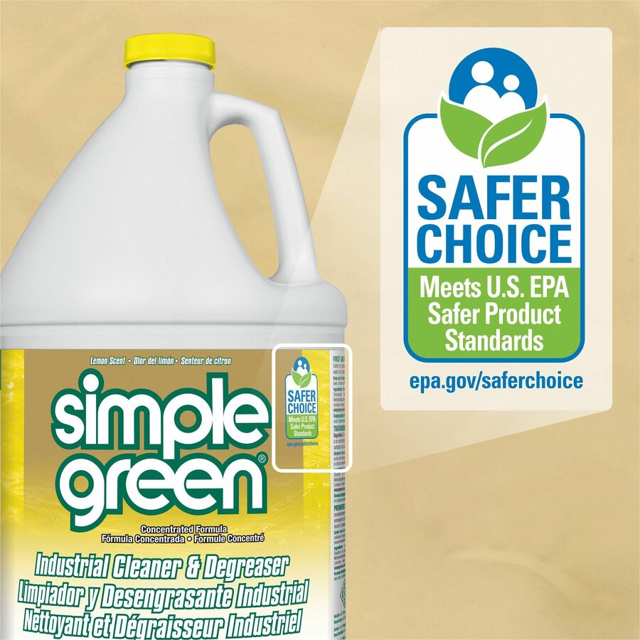 Simple Green Industrial Cleaner/Degreaser - For Washable Surface - Concentrate - 128 fl oz (4 quart) - Lemon Scent - Recommended For: Coffee Remover, Lipstick Remover, Ink Remover, Grease Remover - Non-toxic - Lemon - 1 Each