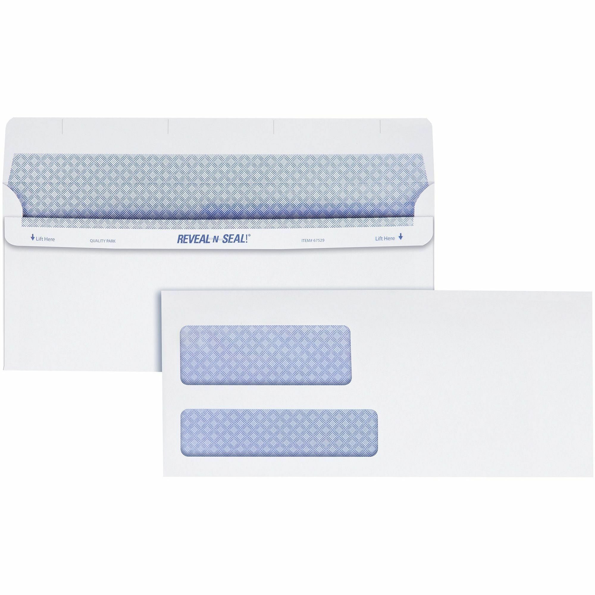 Double Window - #9 - 3 7/8" Width x 8 7/8" Length - 24 lb - Self-sealing - White - 500 / Box