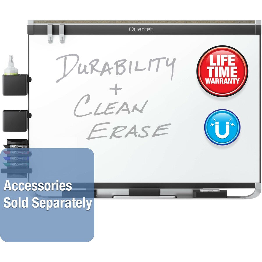 Quartet Prestige Plus Magnetic Bulletin Board - 36" Board Height x 48" Board Width - Gray Fabric Surface - Magnetic, Self-healing, Durable - Silver Aluminum Frame - 1 Each