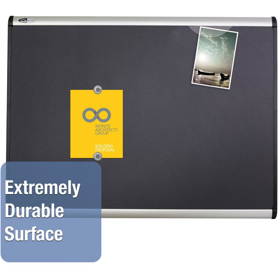 Quartet Prestige Plus Magnetic Bulletin Board - 36" Board Height x 48" Board Width - Gray Fabric Surface - Magnetic, Self-healing, Durable - Silver Aluminum Frame - 1 Each
