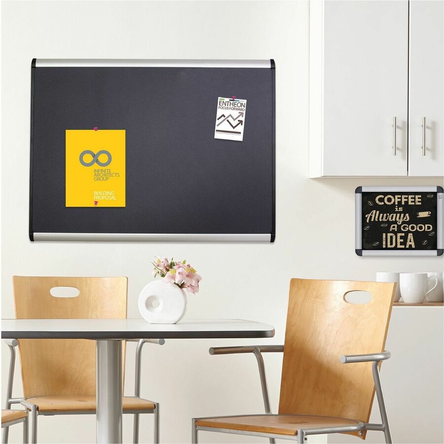 Quartet Prestige Plus Magnetic Bulletin Board - 48" Board Height x 72" Board Width - Gray Fabric Surface - Magnetic, Self-healing, Durable - Silver Aluminum Frame - 1 Each