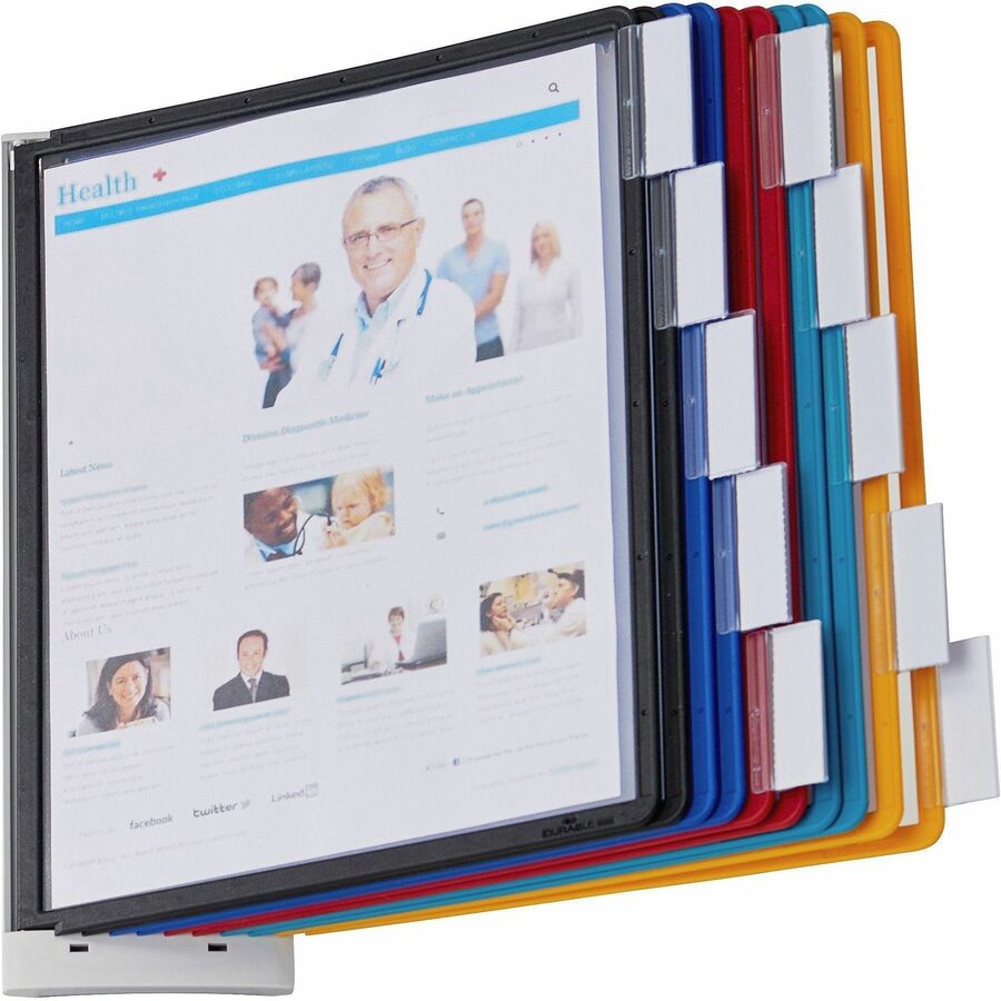DURABLE Sherpa 10-Panel Wall Reference System - 10 Panels - Support Letter 8.50" x 11" Media - Expandable - Assorted - 1 Each