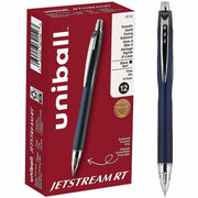 uniball™ Jetstream RT Ballpoint Pen - 0.7 mm Fine Pen Point - Retractable - Black Ink - Blue Barrel - 1 Dozen