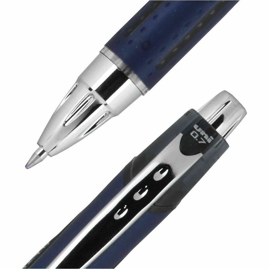 uniball™ Jetstream RT Ballpoint Pen - 0.7 mm Fine Pen Point - Retractable - Black Ink - Blue Barrel - 1 Dozen