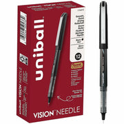 uniball™ Vision Needle Rollerball Pens - 0.5 mm Micro Pen Point - Black Ink - Liquid - 1 Dozen