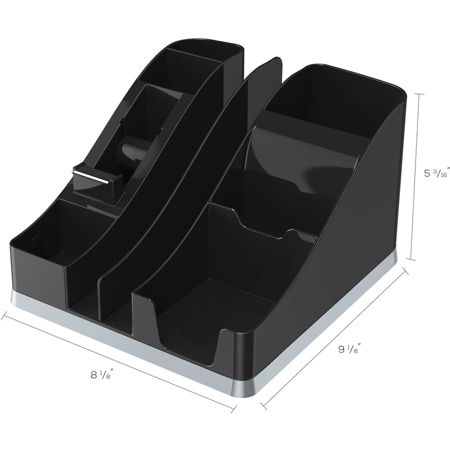 6 Compartment(s) - 5.19" Height x 8.13" Width x 9.13" Depth - Desktop - Cable Management, Removable Divider - Silver - 1 Each