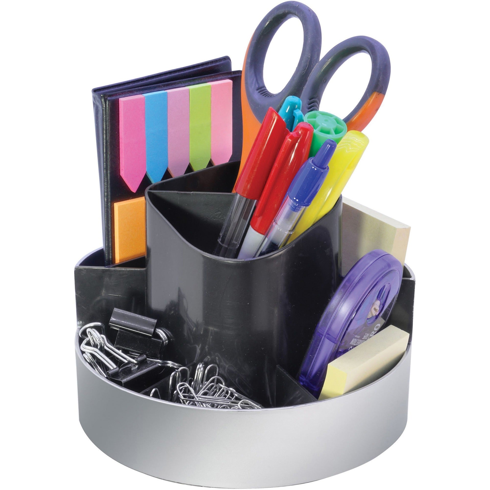 4.37" Height x 6" Width - Desktop - Black, Silver - Plastic - 1 Each