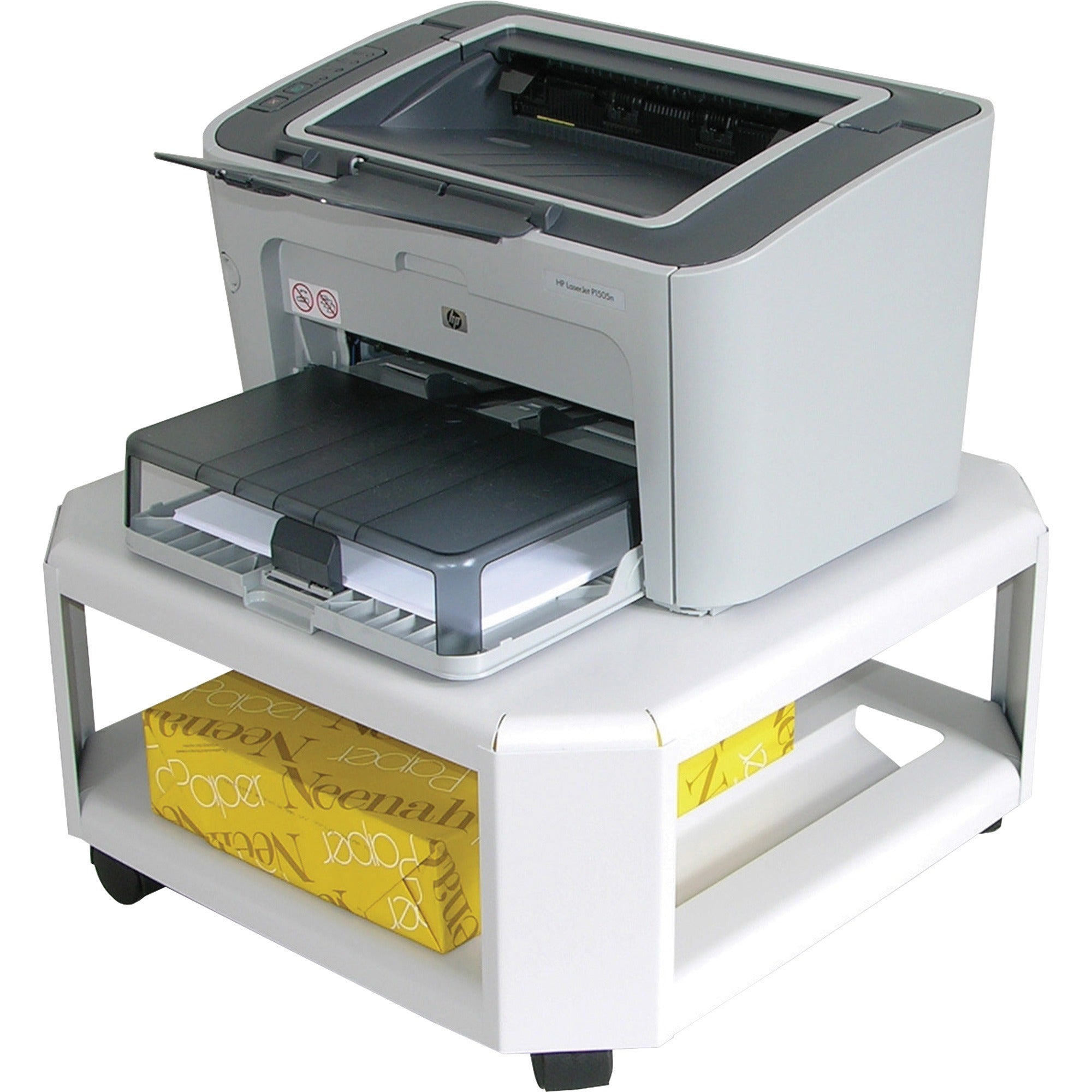 75 lb Load Capacity - 2 x Shelf(ves) - 8.50" Height x 17.80" Width x 17.80" Depth - Desktop - Steel - Platinum