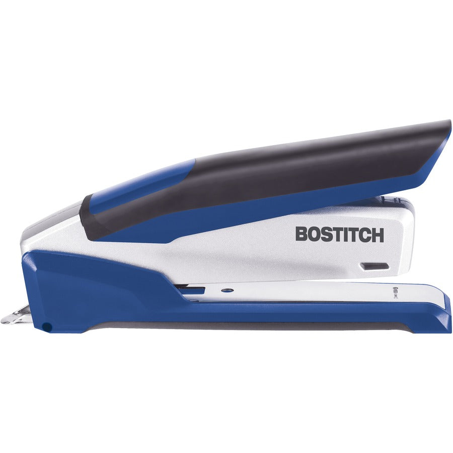 Bostitch InPower Spring-Powered Antimicrobial Desktop Stapler - Staples Upto 28 Sheet - Holds Upto 210 Staple - Full Strip - Staple Size: 0.25" - Blue, Silver - Metal, Die-cast Metal - 1 Each