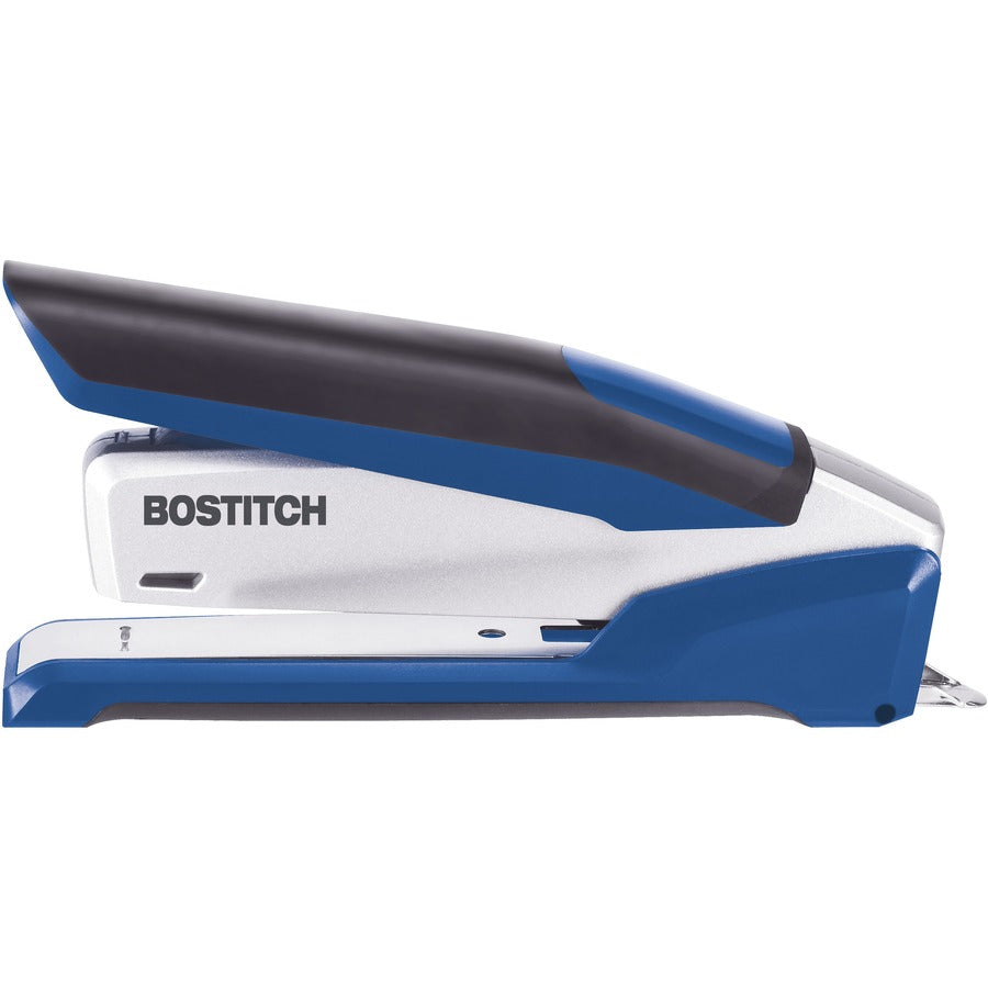 Bostitch InPower Spring-Powered Antimicrobial Desktop Stapler - Staples Upto 28 Sheet - Holds Upto 210 Staple - Full Strip - Staple Size: 0.25" - Blue, Silver - Metal, Die-cast Metal - 1 Each